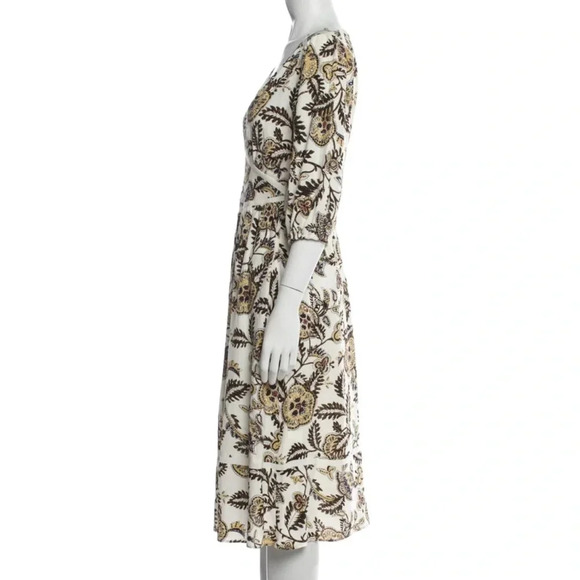 Ba&Sh Vienne Printed Crepe Midi Dress Flower Leaf Print Cream Size 8 NWT - Picture 6 of 14